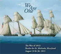 War of 1812 Tall ships on water - drawing