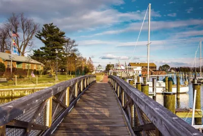 View across bridge at waterfront